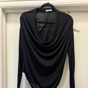Hemut Lang Long Sleeve Black cowel neck draped shirt